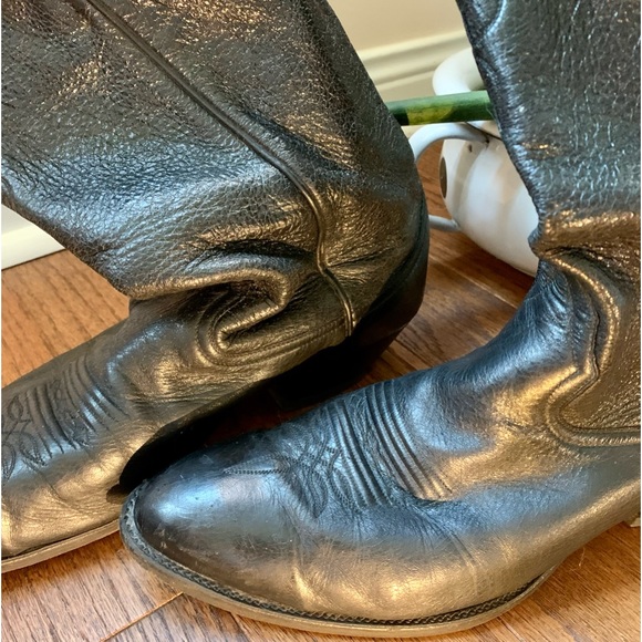 Larry Mahan Cowboy Western Boot Black Leather Sz 10.5E ElPaso Texas Handcrafted - Picture 2 of 14